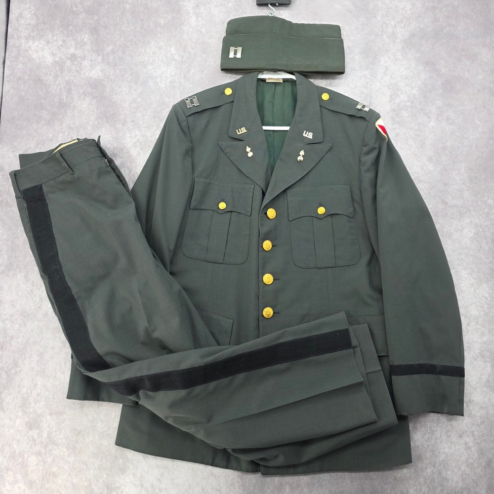 Vintage 50s 60s US Army Class A Green Dress Uniform Jacket and Pants W34xL34 42R